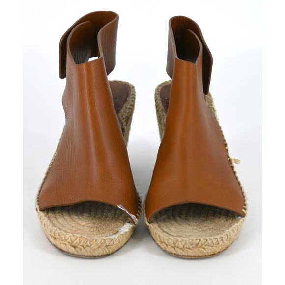Celine | Tan Leather Espadrille Wedge Sandals Size: 38 - Picture 3 of 16